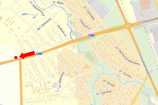 Схема рекламной плоскости по адресу Трасса Львов-Шегини, возле КПП, с. Лапаевка, из Львова