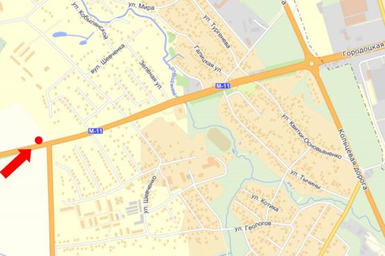 Схема рекламної площини за адресою Трасса Львов-Шегини, возле КПП, с. Лапаевка, в сторону Львова, супермаркета Metro, Эпицентр