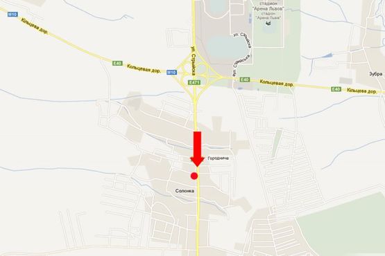 Схема рекламної площини за адресою Трасса Львов-Ужгород, с. Солонка, выезд из города