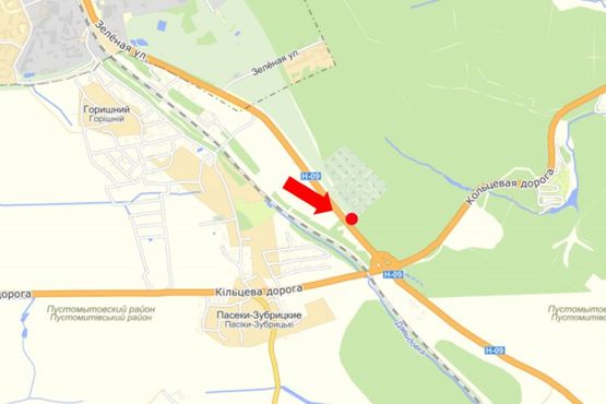 Схема рекламной плоскости по адресу Зеленая ул., выезд из города