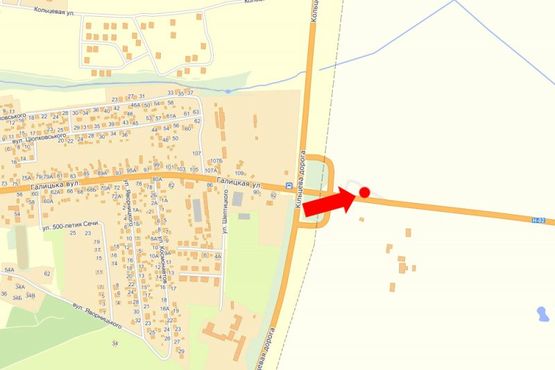 Схема рекламной плоскости по адресу Трасса Львов-Тернополь, с. Винники, выезд из города