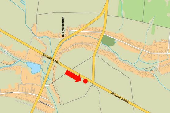 Схема рекламной плоскости по адресу Окружная дорога, с. Сокольники, в сторону ул. Стрыйская, ТРЦ "King Cross"