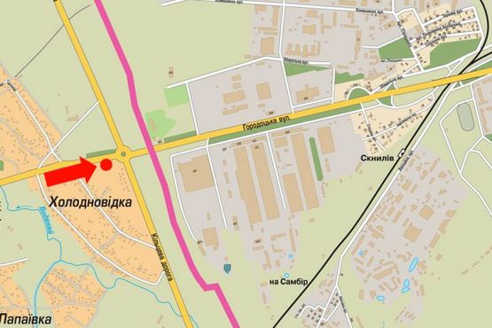 Схема рекламной плоскости по адресу Городоцкая ул. / Винниченка ул., в центр