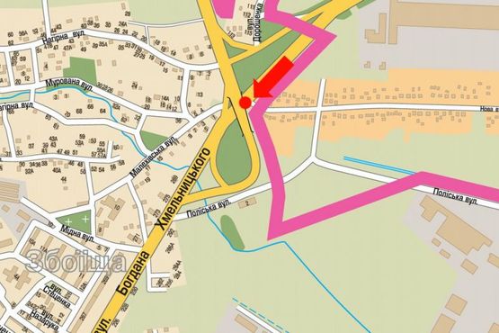 Схема рекламной плоскости по адресу Хмельницкого ул., АЗС "ANP", въезд в город