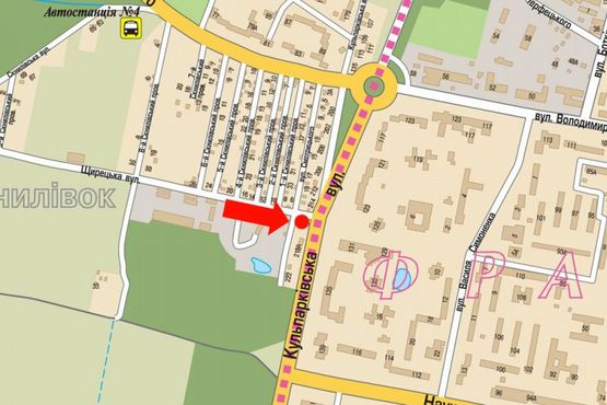 Схема рекламной плоскости по адресу Щирецкая ул., возле супермаркета "Новая линия"