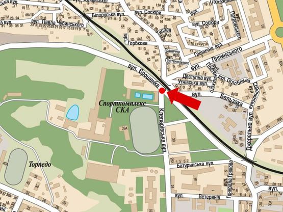 Схема рекламной плоскости по адресу Ерошенко ул. / Клепаровская ул.