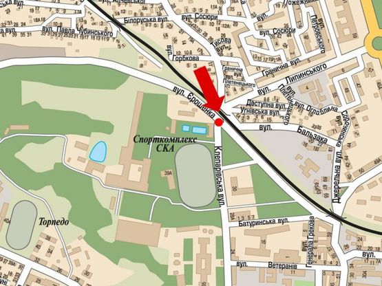 Схема рекламной плоскости по адресу Ерошенко ул. / Клепаровская ул.