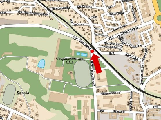 Схема рекламной плоскости по адресу Ерошенко ул. / Клепаровская ул.