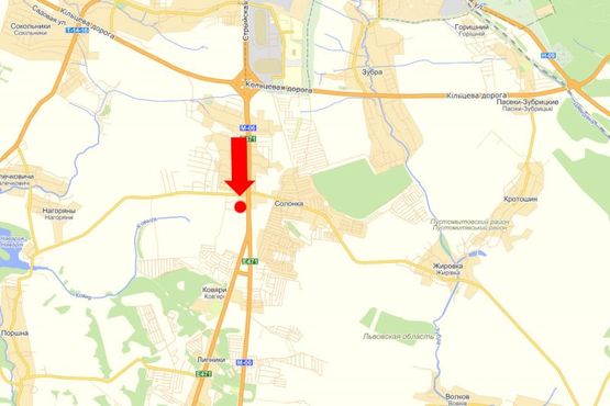 Схема рекламной плоскости по адресу Трасса Львов - Чоп, с. Солонка, выезд из города