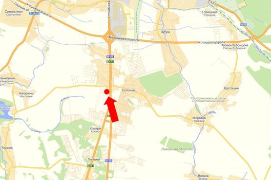 Схема рекламной плоскости по адресу Трасса Львов - Чоп, с. Солонка, выезд в город