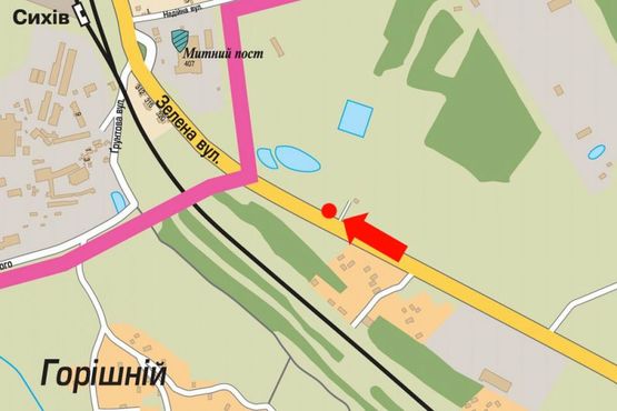 Схема рекламной плоскости по адресу Зеленая ул., въезд в город