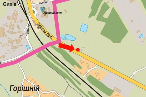 Схема рекламной плоскости по адресу Зеленая ул., выезд из города