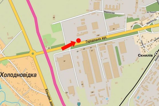 Схема рекламної площини за адресою Городоцкая ул., 288, АЗС "WOG", возле супермаркетов "METRO", "Эпицентр", в центр