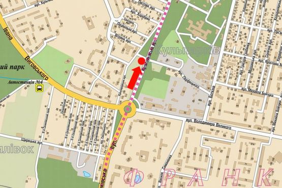 Схема рекламной плоскости по адресу Кульпарковская ул., 158 / Перфецкого ул.