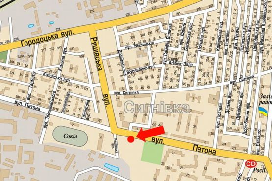 Схема рекламной плоскости по адресу Патона ул., 4, на островке безопасности, АЗС "Окко"