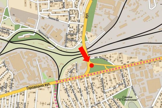 Схема рекламной плоскости по адресу Сяйво ул. / Городоцкая ул.