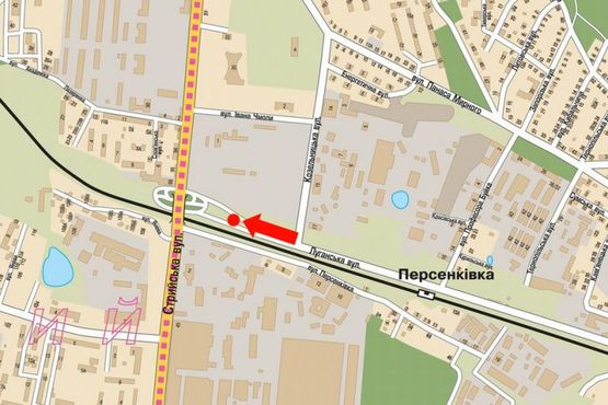 Схема рекламной плоскости по адресу Луганская ул., возле АЗС, в сторону Стрыйская ул.