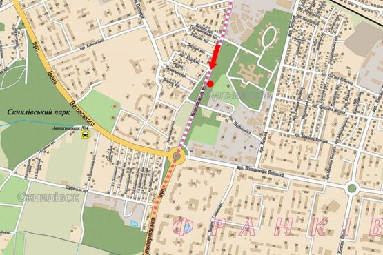 Схема рекламной плоскости по адресу Кульпарковская ул., 99, из центра
