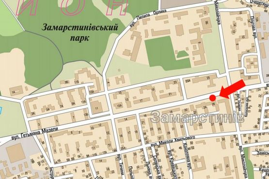 Схема рекламной плоскости по адресу Мазепы ул., 26 / МИколайчука ул., ресторан "Магнат"