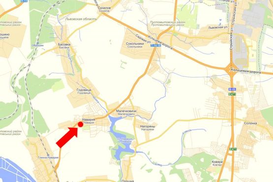 Схема рекламной плоскости по адресу Трасса Львов-Дрогобыч, с. Навария, в сторону Львова