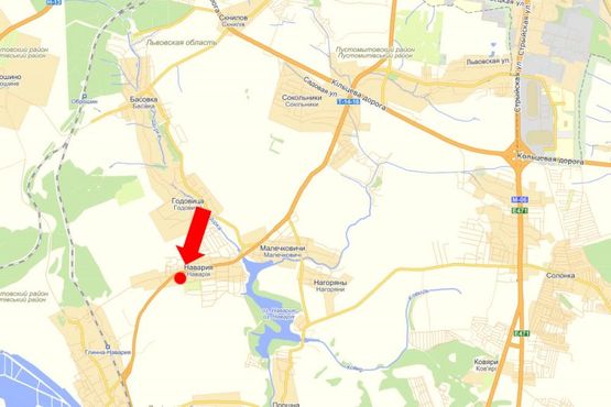 Схема рекламной плоскости по адресу Трасса Львов-Дрогобыч, с. Навария, в сторону Дрогобыча