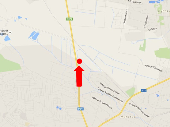 Схема рекламной плоскости по адресу Трасса Львов-Рава-Русская, 7150, в сторону Равы-Русской