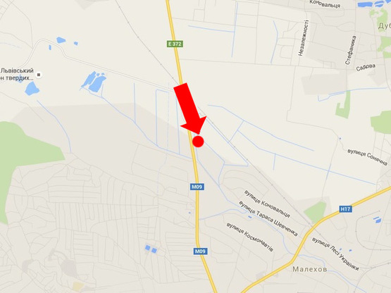 Схема рекламной плоскости по адресу Трасса Львов-Рава-Русская, 7150, в сторону Львова