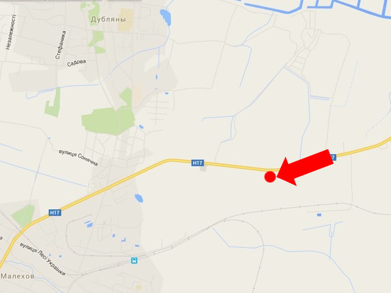 Схема рекламной плоскости по адресу Трасса Киев-Львов, с. Дубляны, в сторону Львова