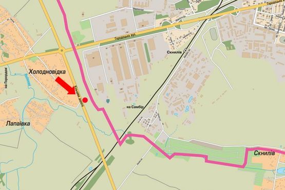 Схема рекламной плоскости по адресу Окружная дорога, в сторону с. Скнилов