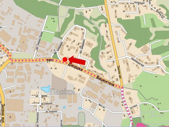 Схема рекламной плоскости по адресу Вашингтона ул., 5А, напротив, из центра