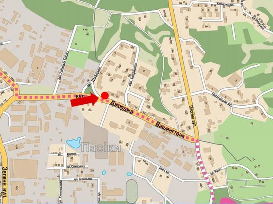 Схема рекламной плоскости по адресу Вашингтона ул., 5А, напротив, в центр