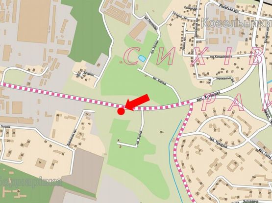 Схема рекламной плоскости по адресу Хуторовка ул., возле рынка "Шувар", в сторону Стрыйской ул.