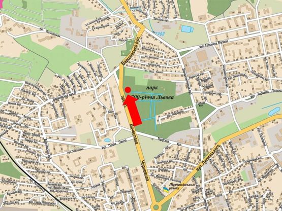 Схема рекламной плоскости по адресу Черновола пр., 101, возле пиццерии "Челентано", из центра