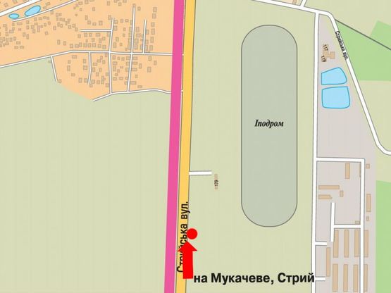 Схема рекламной плоскости по адресу Стрыйская ул., 121, возле ТРЦ "King Cross", супермаркетов "Ашан", "Фокстрот", "Эпицентра", ипподрома, в центр