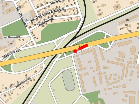 Схема рекламной плоскости по адресу Городоцкая ул., 321 возле офиса "Киевстар", из центра