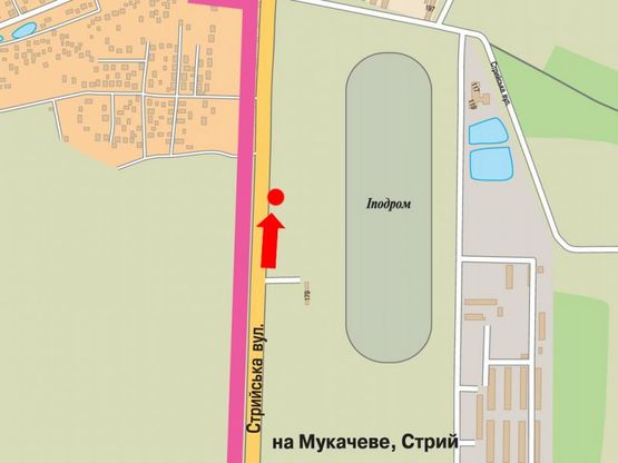 Схема рекламной плоскости по адресу Стрыйская ул., 121, возле ТРЦ "King Cross", супермаркетов "Ашан", "Фокстрот", "Эпицентра", ипподрома, в центр