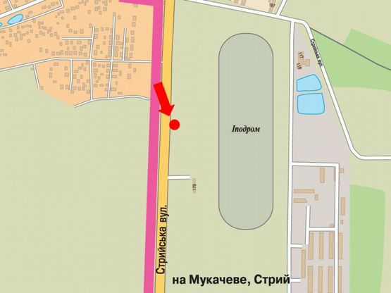 Схема рекламной плоскости по адресу Стрыйская ул., 121, возле ТРЦ "King Cross", супермаркетов "Ашан", "Фокстрот", "Эпицентра", ипподрома, из центра