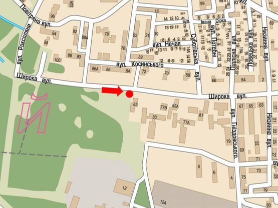 Схема рекламной плоскости по адресу Широкая ул., 85, возле ТЦ "ВАМ", супермаркета "Сильпо", "Watsons"