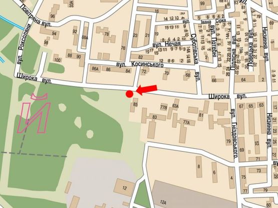 Схема рекламной плоскости по адресу Широкая ул., 85, возле ТЦ "ВАМ", супермаркета "Сильпо", "Watsons"