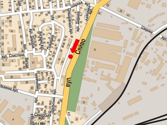 Схема рекламной плоскости по адресу Сяйво ул., 17, возле остановки, в сторону Городоцкая ул.