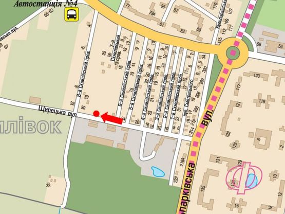 Схема рекламной плоскости по адресу Щирецкая ул., 1, возле супермаркета "Новая линия"