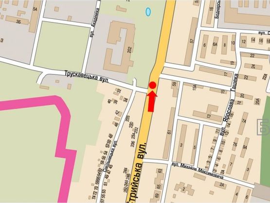 Схема рекламной плоскости по адресу Стрыйская ул., 59 / Трускавецкая ул., разделитель, в центр