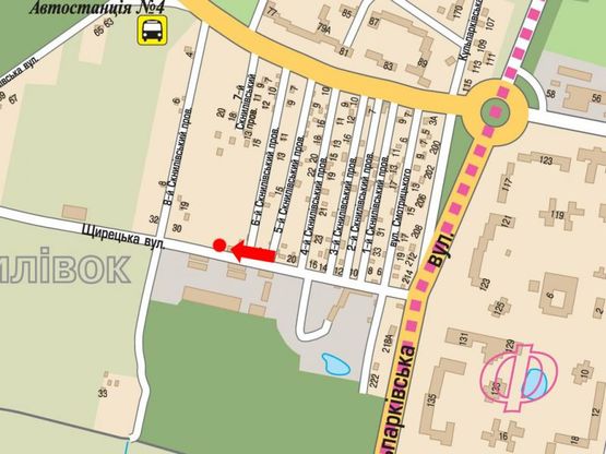 Схема рекламной плоскости по адресу Щирецкая ул., 7, возле супермаркета "Новая линия"