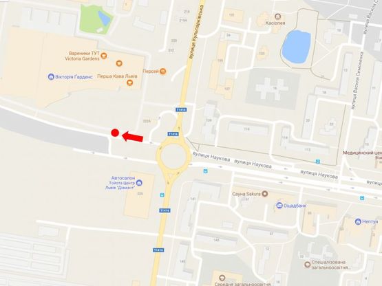 Схема рекламной плоскости по адресу Кульпарковская ул., 226А, возле ТРЦ "Victoria Gardens"