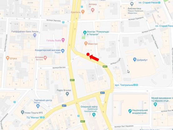 Схема рекламной плоскости по адресу Черновола пр. - Ризни пл., за Оперным театром (остановка "Площадь Ризни"), левая