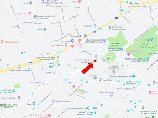 Схема рекламной плоскости по адресу Митрополита Андрея ул., 6, разделитель, район Политеха, в сторону Святого Юра пл.