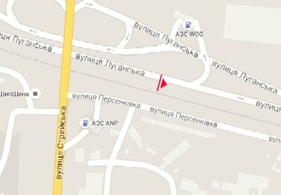 Схема рекламной плоскости по адресу Луганская ул., в сторону Стрыйская ул.