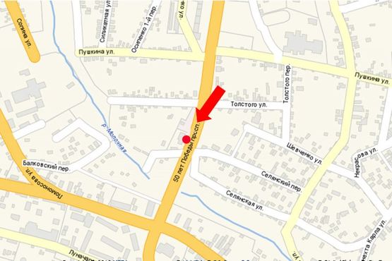 Схема рекламної площини за адресою 50-летия Победы пр. / ул. Селянская