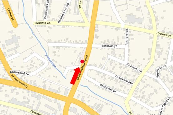 Схема рекламної площини за адресою 50-летия Победы пр. / ул. Селянская