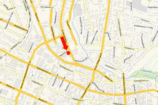 Схема рекламної площини за адресою Фрунзе ул. / ул. Горького, возле Селикатного завода